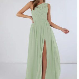 Azazie Demi Sage Green - size 6 with pockets